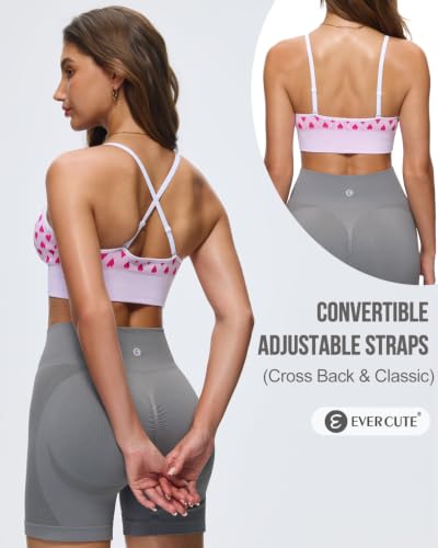 Image of Evercute Women's Sports Bras 3 /4 Pack Adjustable Deep V Neck Bras Wireless Spaghetti Strap Criss Cross Padded Low Support Bra