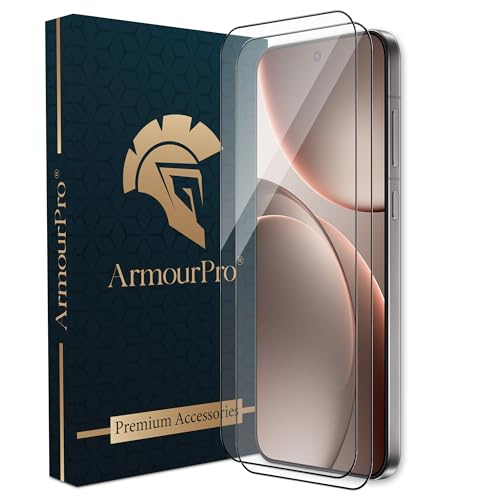 Image of ArmourPro Tempered Glass for Oppo Find X9-9H Anti Scratch Screen Protector, Edge to Edge Coverage, HD Clarity, Smooth Touch, Case Friendly | Black, Pack of 2
