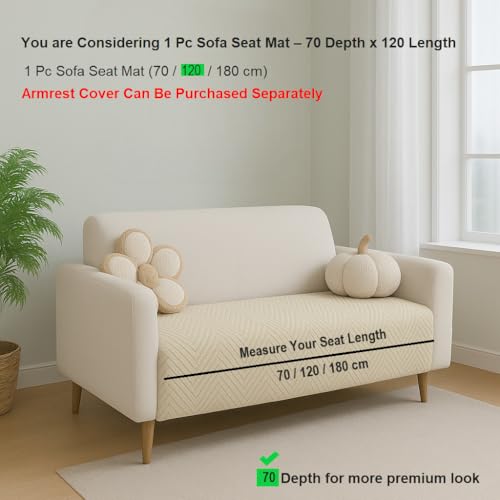 Image of Amazon Basics - Velvet Quilted Make Your Own Sofa Cover |2 Seater | Multi-Layered Fabric |120cm x 70cm | 350 GSM | Color - Beige