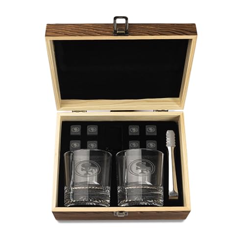 The Memory Company Officially Licensed NFL Wood Boxed Drinkware Set, with 2 Rocks Glasses and Cooling Cubes, San Francisco 49ers by The Memory Company - Image 2