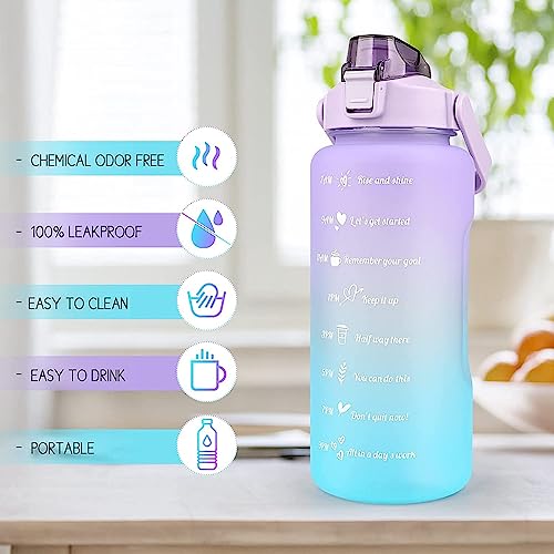 Image of Motivational Sipper Water Bottle 2 Liter with Time Marker Wide Mouth, Straw & Handle, Leak proof, Non-Toxic, BPA Free GYM, Outdoor Plastic Water Bottle for Kids Adults (Multicolour)