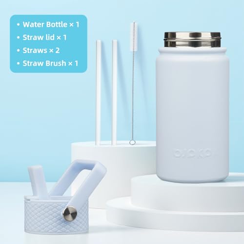 Image of BJPKPK Insulated Water Bottle, 15oz Stainless Steel with Straw Lid