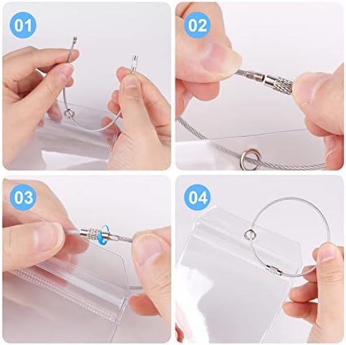 Vicloon Cruise Luggage Tag Holders, 6pcs Luggage Labels, Suitcases Tag Holders PVC Luggage Tags with Airtight Zipper and Silver Steel Ring for Travel Vacation Accessories