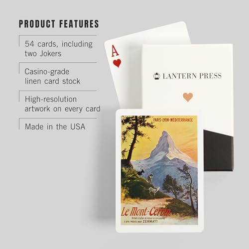 Lantern Press Naipes Vintage The Alps Póker 52 Cartas miniatura 3