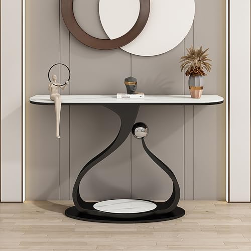 Genérico Consola Moderna Industrial, versátil Mesa de recibidor con Estructura de Metal para Sala, Dormitorio, Oficina y Entretenimiento, fácil de Montar - Negro, 120 x 30 cm