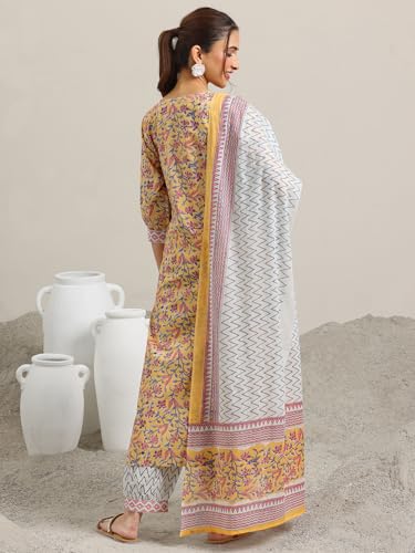 Image of Libas Printed Cotton Straight Kurta With Salwar and Dupatta | daily wear suit