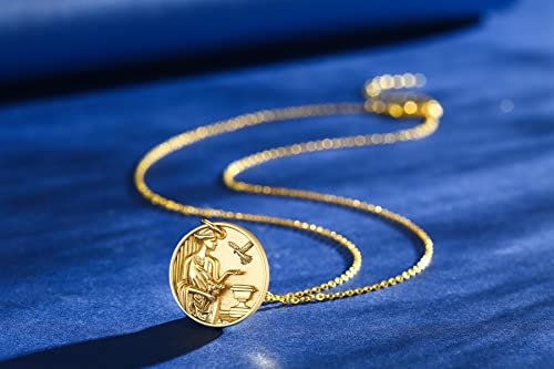 Coin Aphrodite Necklace Gold Plated Vintage Coin Pendant Round Circle Disk Dainty Necklace for Women2