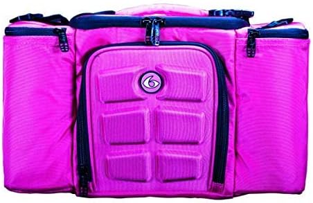 6 Pack Fitness Innovator 300 Meal Prep Management Tote 3 - Meal (Pink/Black)