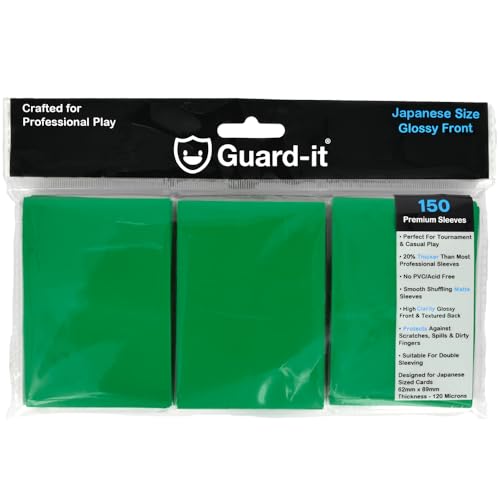 Guard-it - 150 Green Small Japanese Size Trading Card Sleeves - Premium Deck Protectors for Yu-Gi-Oh, Cardfight!! Vanguard & Photocards
