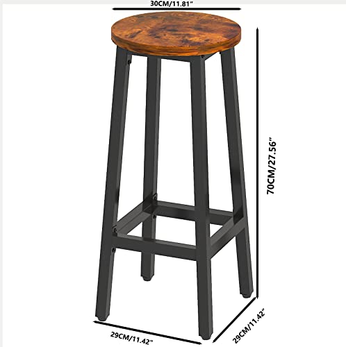 Ymyny Bar Stools Set Of 2, Round Bar Chairs With Footrest, Counter Height Stools For Kitchen, Dining Room, Bistro, Industrial Breakfast Stools, 27.6" Tall, Steel Frame, Rustic Brown+Black, Uhtmj510H #TOP1