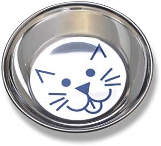 Van Ness Pets Whisker-Friendly - Tazón de acero inoxidable para gatos, plato ancho estilo platillo, 8 onzas, natural