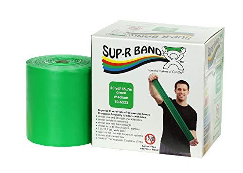 Cando - 161574210-6323 Sup-R Latex Free Exercise Band, 50 yd Roll, Green-Medium