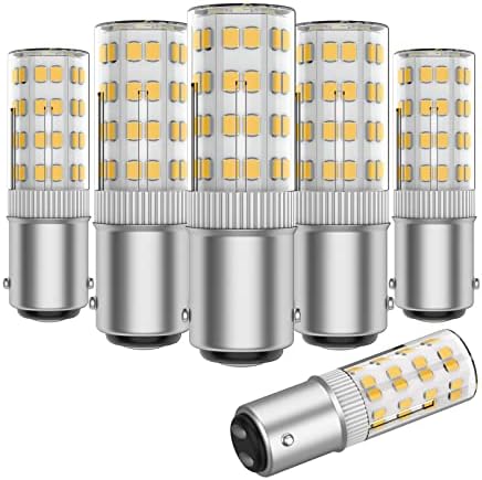 BonYei DC Bayonet Base Light Bulb-120 Volts LED Bulb -Soft Daylight-BA15D -Equivalent 50 watts Bulb -Re Places T3/T4 Halogen Bulb Warm White 3000K, 5-Pack