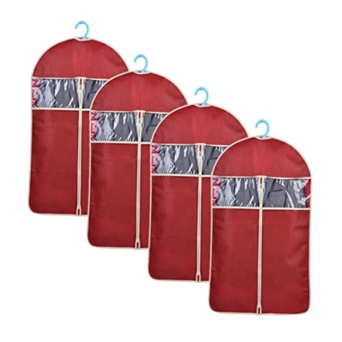 High End Embossing Clothes Cover Bag Dark Red Garment Storage Organizer with Water Resistant Material Self Correcting Zippers for Suits Shirts Coats and More