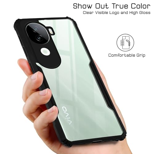 Image of Jkobi Back Cover Case for Vivo V40e (Shockproof with Polycarbonate Clear Panel | Professional Black)