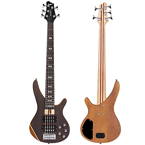 Basse électrique 5 cordes pleine taille P basse kit pour débutants noir avec sac de concert, sangle de guitare et câble de guitare (5) - Les Beatles, Paul McCartney, John Lennon, RIngo Starr, George Harrison Basse électrique 5 cordes pleine taille P basse kit pour débutants noir avec sac de concert, sangle de guitare et câble de guitare (5) – Image 3