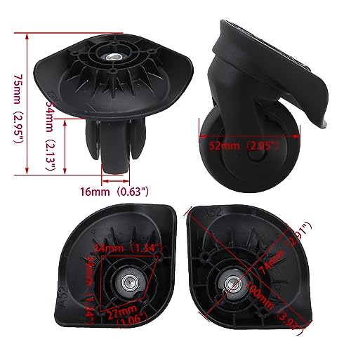 RDEXP 3 Pieces Plastic&Metal Multifunction Luggage Spinner Wheel 115W Serie W076 Black3