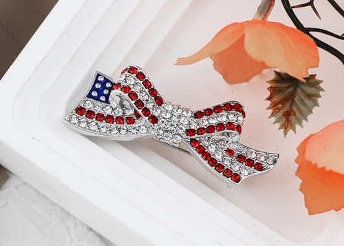 Image of Alilang American Flag USA Sparkly Crystal Rhinestone 4th of July Patriotic Pin Brooch
