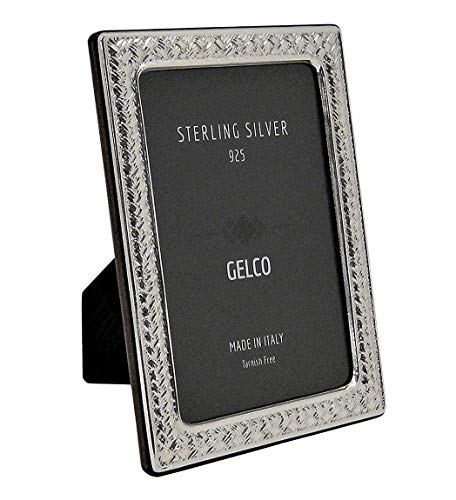 Gelco Italian 925 STERLNG Silver & Wooden Woven Picture Frame (13x18)