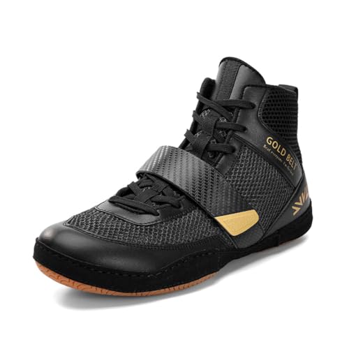 Scarpe da Wrestling da Uomo Mesh Sollevamento Pesi Bodybuilding Palestra Sport Sneakers Moda Lotta Boxe Scarpe da Ginnastica,Nero,44 EU