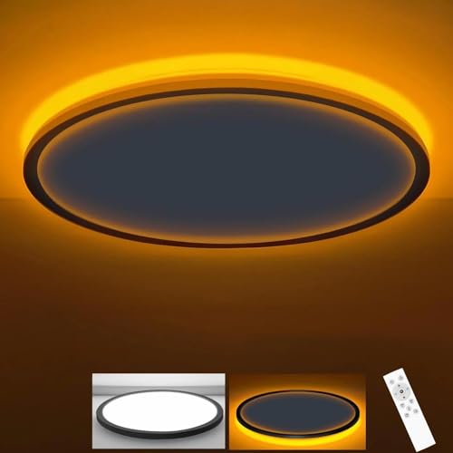 zemty 30W LED Deckenleuchte Dimmbar, 38CM 3000LM Deckenlampe mit Fernbedienung, Groß Flach Deckenleuchte Rund mit nachtlichtfunktion für Schlafzimmer Wohnzimmer Kinderzimmer(Weiß,1Stücke)