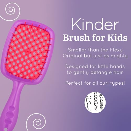 Curl Keeper Kinder Hair Brush - Gentle Detangling Hair Brush Made for Loose, Medium, Tight & Kinky Curls - Detangler Brush for Curly & Wet Hair - Lightweight & Easy to Clean Hairbrush