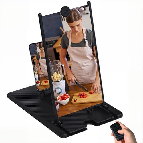 12" Screen Magnifier for Cell Phone with Bluetooth Remote,3D HD Magnifing Screen Enlarger Projector for Movies Videos Gaming,Foldable Phone Stand Holder with Screen Amplifier Fits All Smartphones