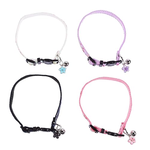 DRESSOOS 4 Piezas Collar De Gato Varita Mágica Collar De Campana para Mascotas Paraca Collares De Seguridad Collares De Identificación De Gato Collar De Flores para Perros Color Nylon