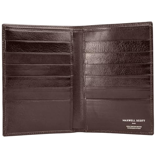 Maxwell Scott - Mens Luxury Leather Tall Billfold Jacket Dress Wallet for Pocket - Made in Italy - The Pianillo Dark Brown
