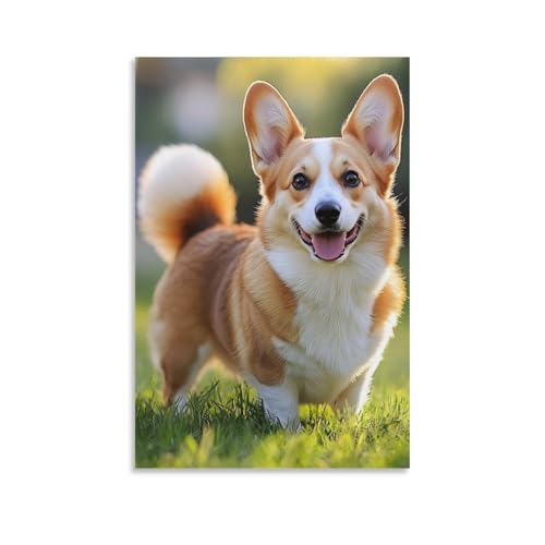 Peinture sur toile Corgi de qualité premium pour décoration murale chic 50x75cm