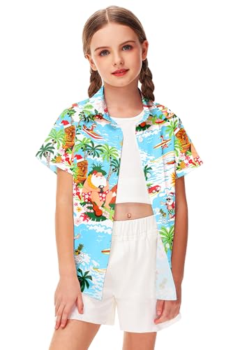 Image of Remimi Unisex Kids Halloween Shirt Boys Pumpkin Ghost Shirts Hawaii Button Up Tops 5-14 Years