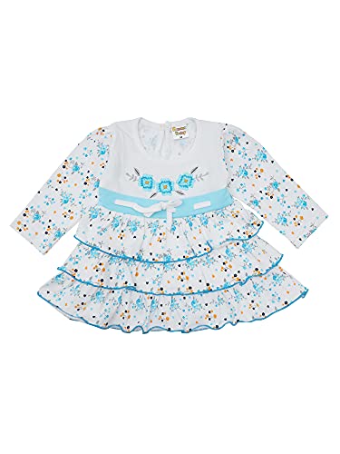 Image of NammaBaby Premium Baby Girls Full Sleeves Frock with Pant Baby Girl's Cotton Frock with Leggings, Frill Frock - Pack of 1
