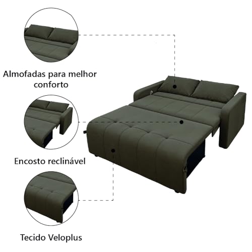 Sofá Cama 3 lugares Capuccino Amora Matrix