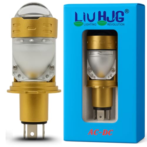 Image of LIU HJG H4 Golden Projector Headlight Bulb Waterproof & Dustproof High Brightness 50W 12V DC Power Yellow & White Light Reflection Universal fit For All Bikes & Cars Model (Pack of 1)