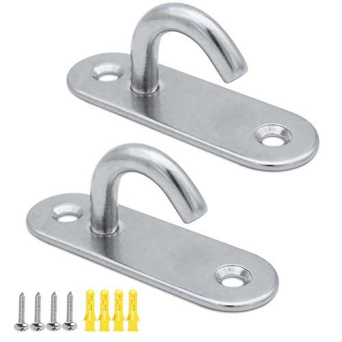 JaneYi 2 Stück Edelstahl 304 Deckenhaken M8 Ovale Offene Haken Augenplatte Anker Schwerlast Schraub Montage Wand Haken zum Hängematte Schaukelstuhl Yoga Moskitonetz Boot Takelage Decksbeschläge