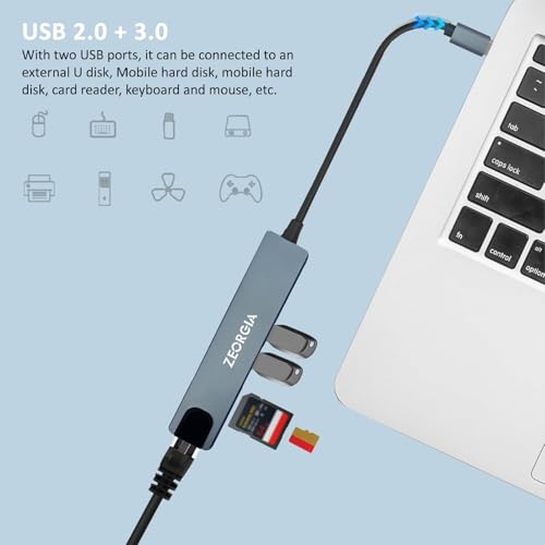 Image of ZEORGIA USB-C Docking Station with 4K HDMI, 100W PD, VGA, USB 3.0 /3.2, SD /TF, Ethernet, Audio & Wireless Charger | USB-C Hub for Mac, Windows, iPad Pro (ZEO 8 in 1)