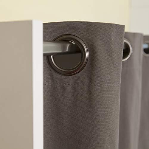 Amazon Brand - Movian Arga Space-Saving Wardrobe with Adjustable Shelves, 123/160 x 50 x 182 cm, White with Taupe Curtain