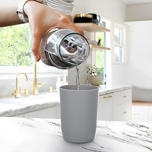 Topsky 4-Pieces Dishwasher Safe Plastic Tumblers Travel Mouthwash Cup Reusable Water Cup Travel Camping Portable Cups Coloured Plastic Cups 2 Grey 2 White 280ml - Image 2