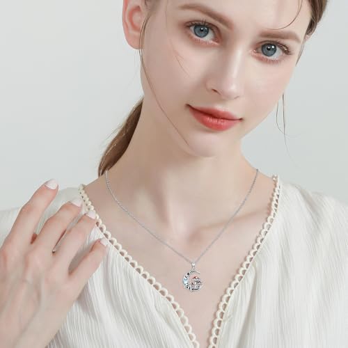 TRISHULA Moon Mushroom Necklace 925 Sterling Silver Mushroom Pendant Moon Phase Necklaces Mushroom Jewelry Gift for Women Mushroom Lover Anniversary Christmas Gift 5