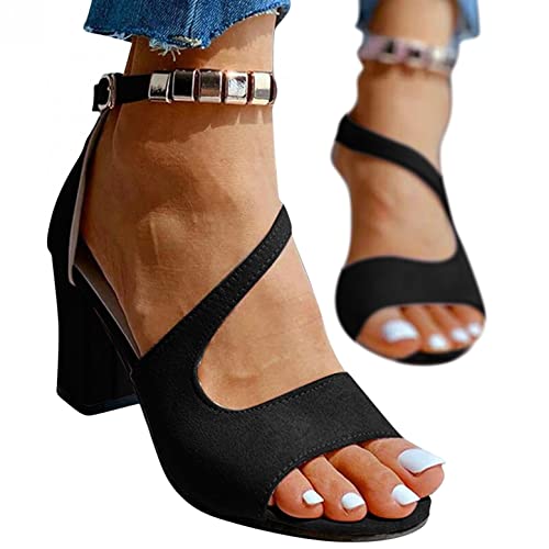 Black Sandals Women, Black Sandals Women Heel, Wedges for Women, Wedges for Women Dressy, Heels for Women Wide Feet, Women's Open Toe High Stilettos Platform Party Pump Heel Sandals -1a8