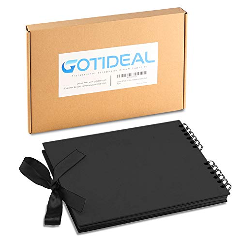 Ideal 80 Pages Scrapbook Album with Metallic Markers for Wedding and Anniversary - Family DIY Scrapbook Kit with Stickers (Black)