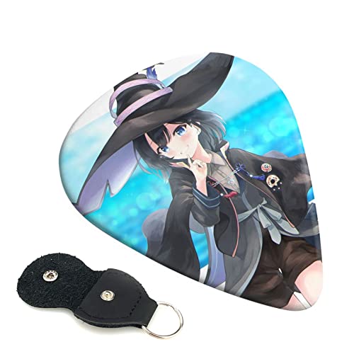 6枚セット ギターピック 魔女の旅々 スタイリッシュ 3種厚さ0.46/0.71/0.96mm 6弦アコースティックギター、エレクトリックギター、ベース、バンジョー、マンドリン 6つのギターピックに適しています おにぎり型紛失防止 ギターアクセサリ Abs