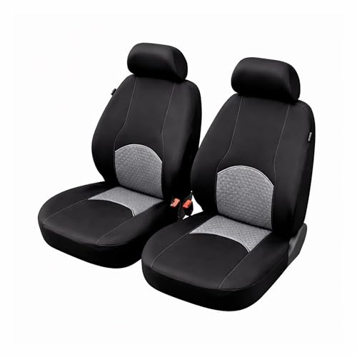Funda Asiento Coche Delantero (Pack 2 Unidades) con Reposacabezas Coche, Protector Asiento Coche Delantero, Fundas Asientos Coche Universales, Cubre Asientos Coche, Compatibles con Airbags Laterales
