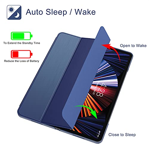 Soke New Ipad Pro 12.9 Case 2022 2021(6Th 5Th Generation) - [Slim Trifold Stand + 2Nd Gen Apple Pencil Charging + Auto Wake/Sleep],Protective Hard Pc Back Cover For Ipad Pro 12.9 Inch(Navy) #TOP5