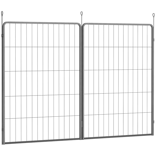 PawHut set di 2 pannelli di recinzione per cani per recinti esterni, 80 x 100 cm in acciaio, per cani di piccola e grande taglia Nero