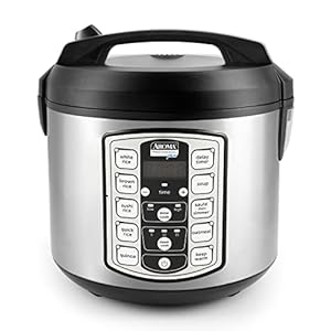 Aroma Housewares ARC-5000SB Digital Rice, Food Steamer, Slow, Grain Cooker, Stainless Exterior/Nonstick Pot, 10-cup uncooked/20-cup cooked/4QT, Silver, Black