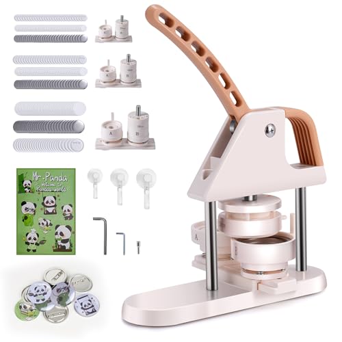 Rengue Button Maker Machine Multiple Sizes, 300 Sets Button Parts Pin Maker Machine with 3 Mold Sizes & Circle Cutters, Pin Press Easy to Use, Badge Button Press Machine for Personalized Gifts, Crafts