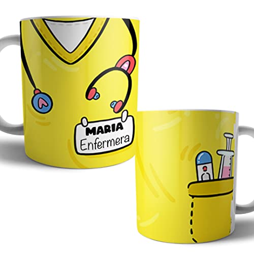 Kartoon Kase Taza Original Personalizada con Nombre | Taza Bata Uniforme Profesiones de Cafe Desayuno para Regalar Enfermera Medica Auxiliar Tcae Enfermeria (Amarillo) Kartoon Kase Taza Original Personalizada con Nombre | Taza Bata Uniforme Profesiones de Cafe Desayuno para Regalar Enfermera Medica Auxiliar Tcae Enfermeria (Amarillo)