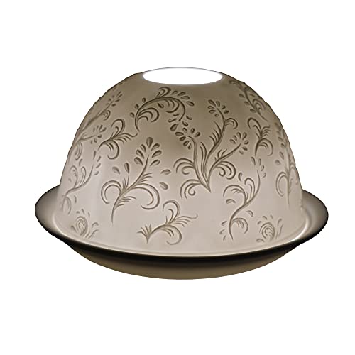 Cello Bougeoir en porcelaine en forme de dôme - Motif tourbillon - Projection 3D - Pour bougies chauffe-plat parfumées et non parfumées - Pour cire fondue -...