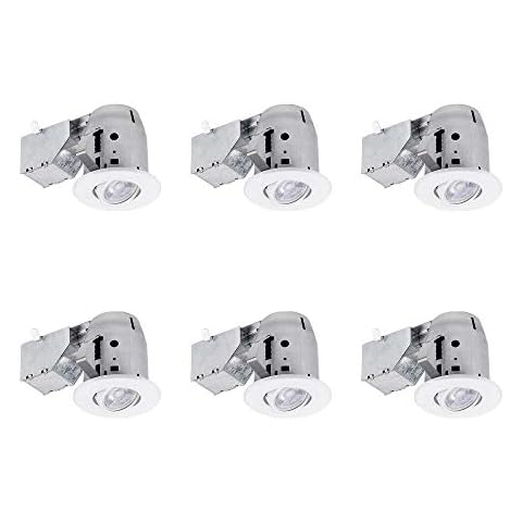 Commercial Electric 3 in. White LED IC Rated Swivel Round Trim Recessed Lighting Kit, LED Bulbs Included (6-Pack) Cover
